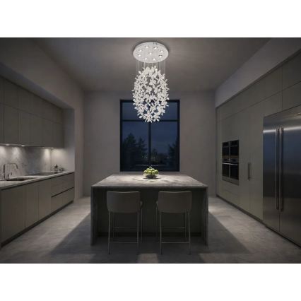 LED кристален таванен полилей SAMOA LED/30W/230V Ø 40 см лъскав хром + дистанционно управление