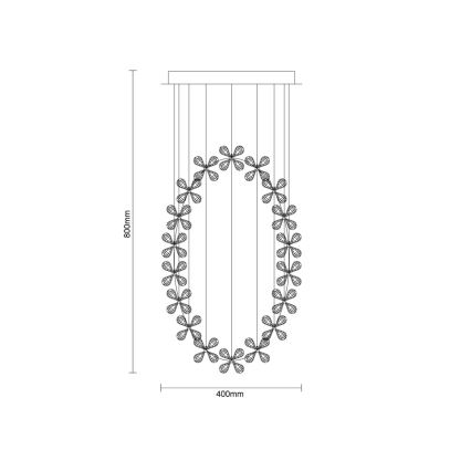 LED кристален таванен полилей SAMOA LED/30W/230V Ø 40 см лъскав хром + дистанционно управление