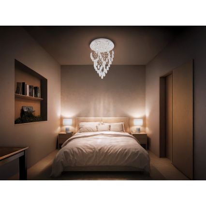 LED Кристално таванно осветително тяло MAJURO LED/30W/230V Ø 45 см лъскав хром + дистанционно управление