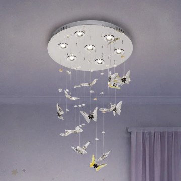 LED Кристално таванно осветително тяло MURU LED/24W/230V Ø 40 см лъскав хром + дистанционно управление