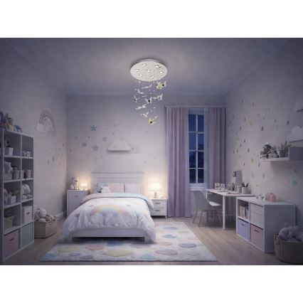 LED Кристално таванно осветително тяло MURU LED/24W/230V Ø 40 см лъскав хром + дистанционно управление
