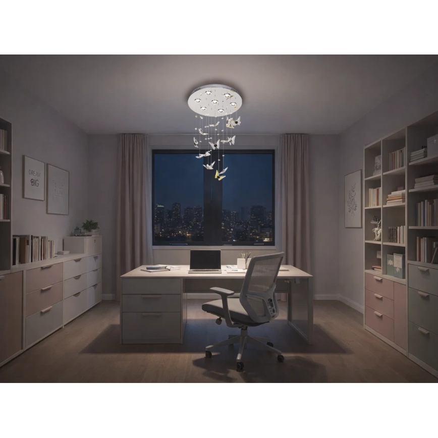 LED Кристално таванно осветително тяло MURU LED/24W/230V Ø 40 см лъскав хром + дистанционно управление