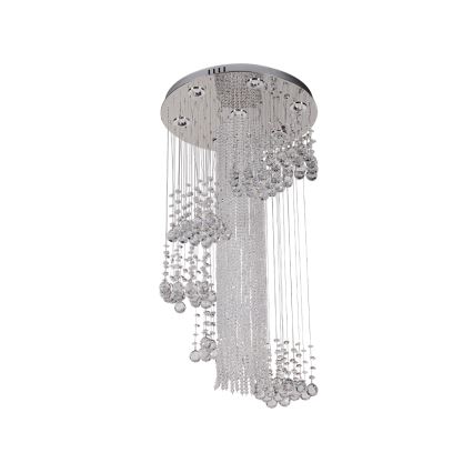 LED кристален таванен плафон NAURU LED/24W/230V Ø 45 см гланцов хром + дистанционно управление