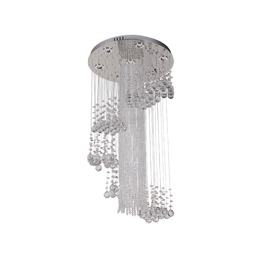 LED кристален таванен плафон NAURU LED/24W/230V Ø 45 см гланцов хром + дистанционно управление