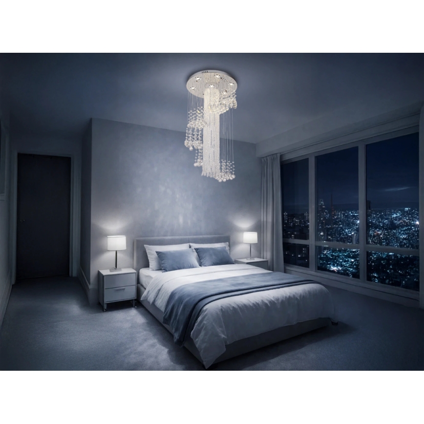 LED кристален таванен плафон NAURU LED/24W/230V Ø 45 см гланцов хром + дистанционно управление