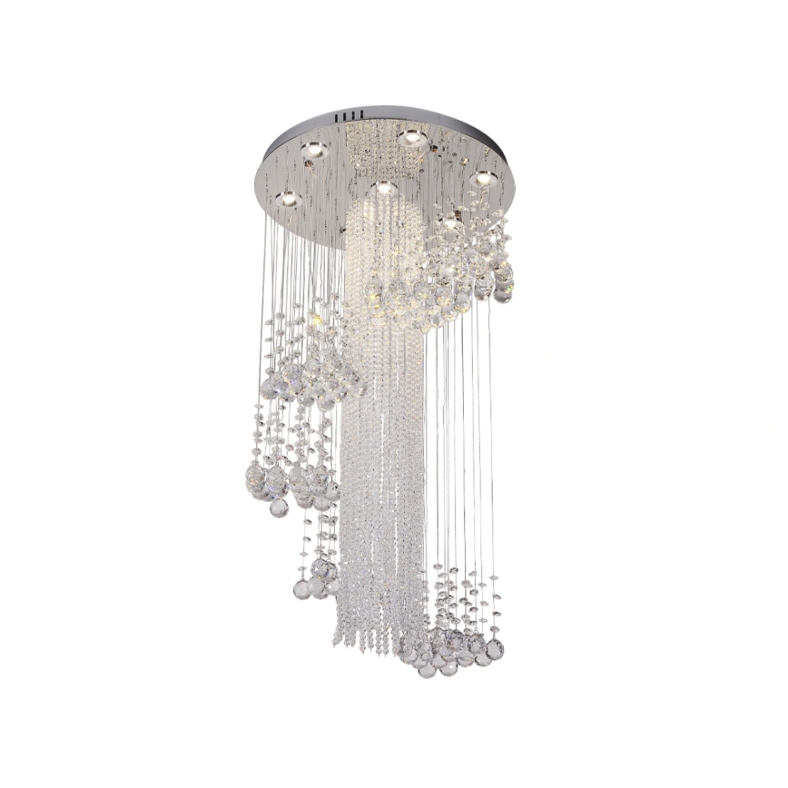 LED кристален таванен плафон NAURU LED/24W/230V Ø 45 см гланцов хром + дистанционно управление