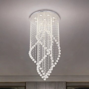 LED кристално таванно осветително тяло NAURU LED/30W/230V Ø 60 см лъскав хром + дистанционно управление