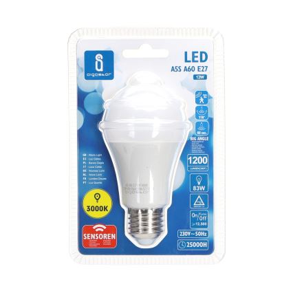 LED крушка с датчик за движение и здрач A60 E27/12W/230V 3000K - Aigostar