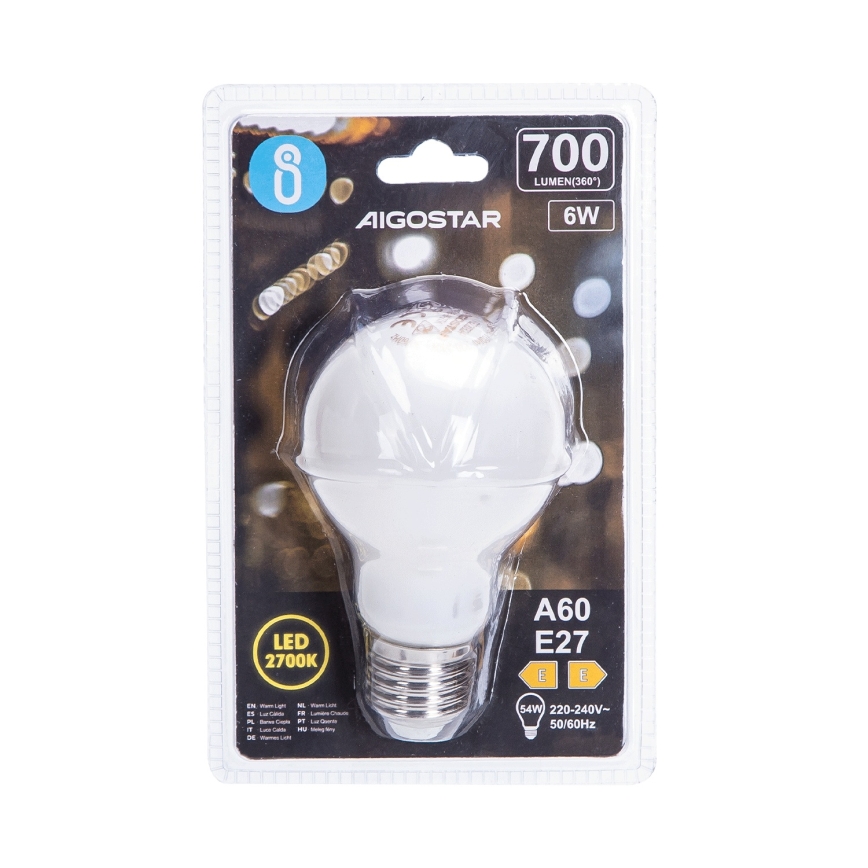 LED крушка A60 E27/6W/230V 330° 2700K - Aigostar