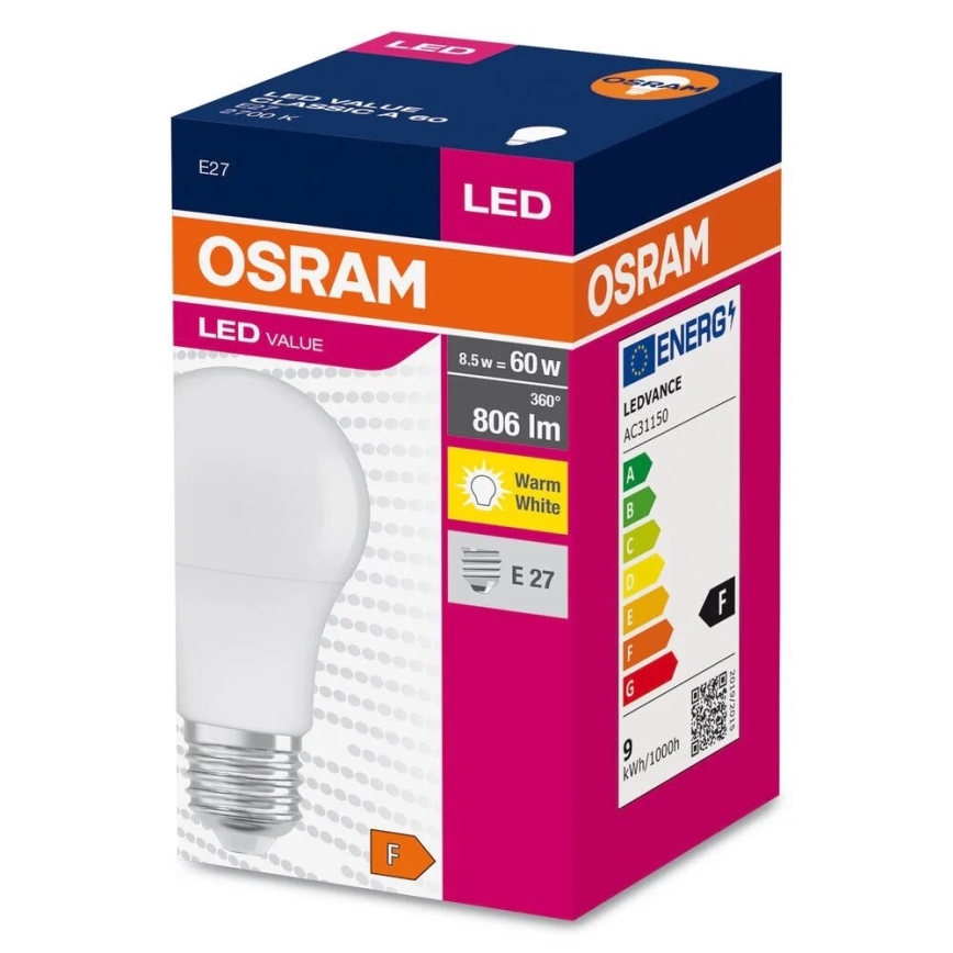 LED Крушка A60 E27/8,5W/230V 2700K - Osram