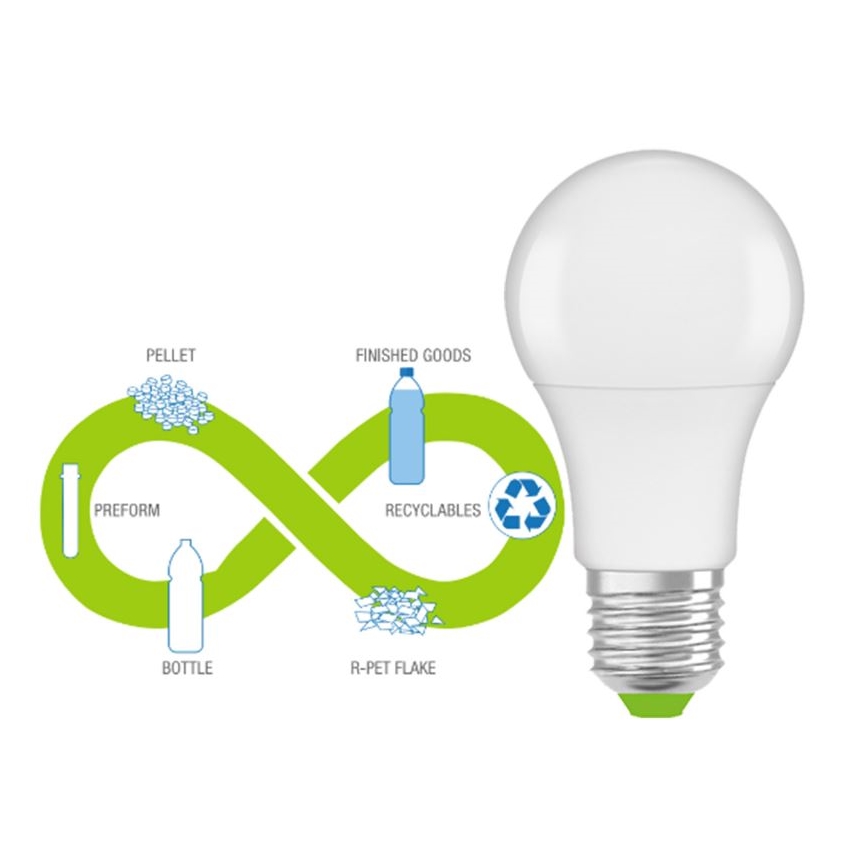 LED крушка от рециклирана пластмаса A60 E27/8,5W/230V 4000K - Ledvance