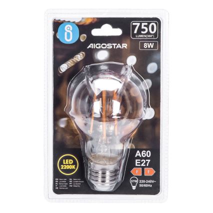 LED Крушка A60 E27/8W/230V 2200K - Aigostar