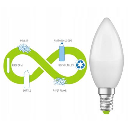 LED крушка от рециклирана пластмаса B40 E14/4,9W/230V 2700K - Ledvance