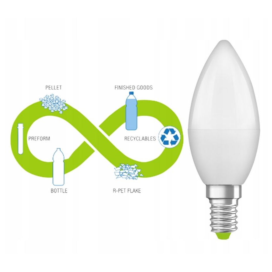 LED крушка от рециклирана пластмаса B40 E14/4,9W/230V 2700K - Ledvance