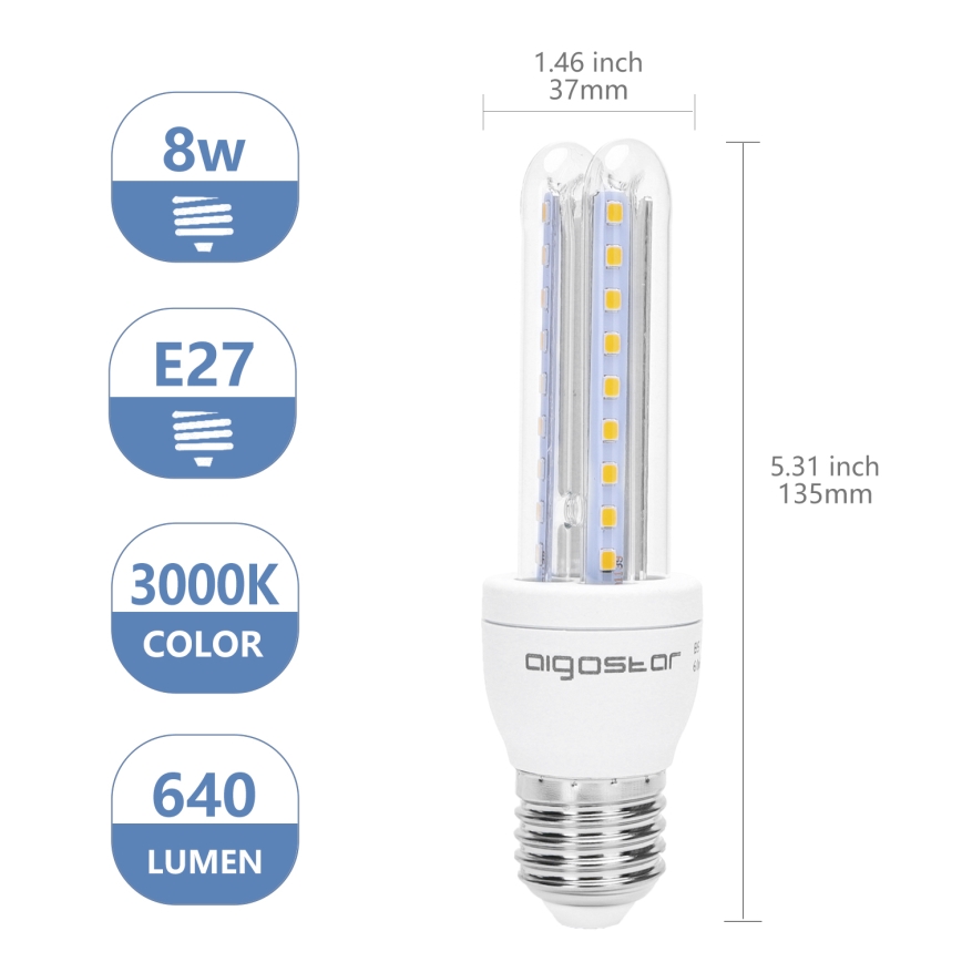 LED Крушка B5 E27/8W/230V 3000K - Aigostar