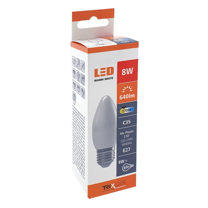 LED Крушка C35 E27/8W/230V 2700K