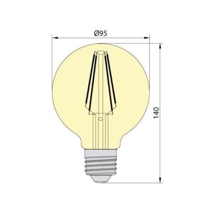 LED Крушка CLASIC AMBER G95 E27/8W/230V 2200K – Brilagi