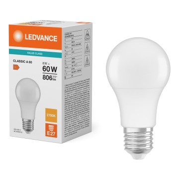 LED крушка CLASSIC A60 E27/8W/230V 2700K - Ledvance