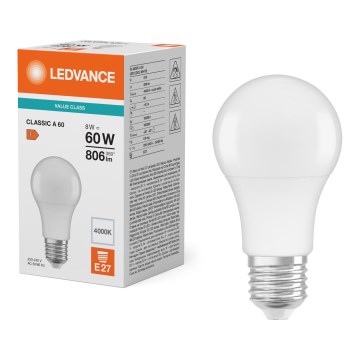 LED крушка CLASSIC A60 E27/8W/230V 4000K - Ledvance