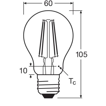 LED крушка CLASSIC FILAMENT A60 E27/7,5W/230V 2700K - Ledvance