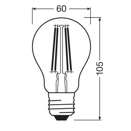 LED крушка CLASSIC FILAMENT A60 E27/7W/230V 2700K - Ledvance