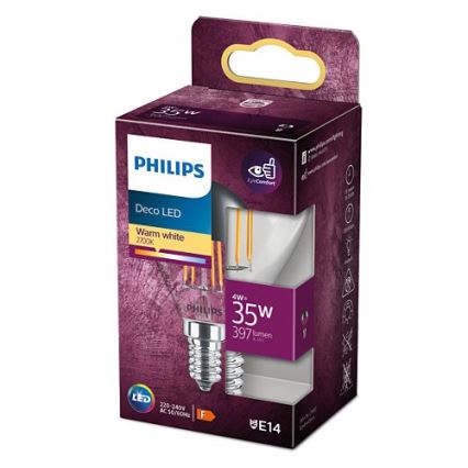 LED Крушка DECO Philips P45 E14/4W/230V 2700K