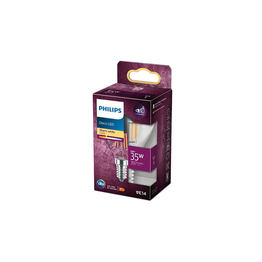 LED Крушка DECO Philips P45 E14/4W/230V 2700K