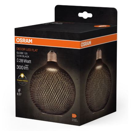 LED Крушка DECOR FLAT G125 E27/3,5W/230V 2700K черен - Osram