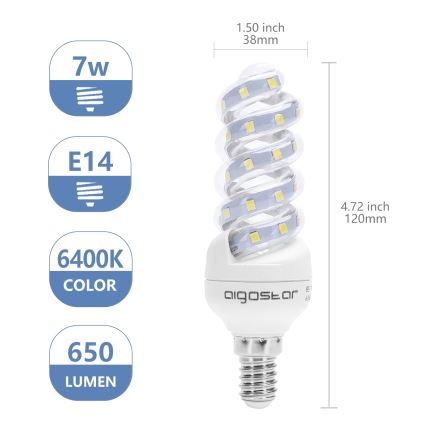 LED Крушка E14/7W/230V 6500K - Aigostar