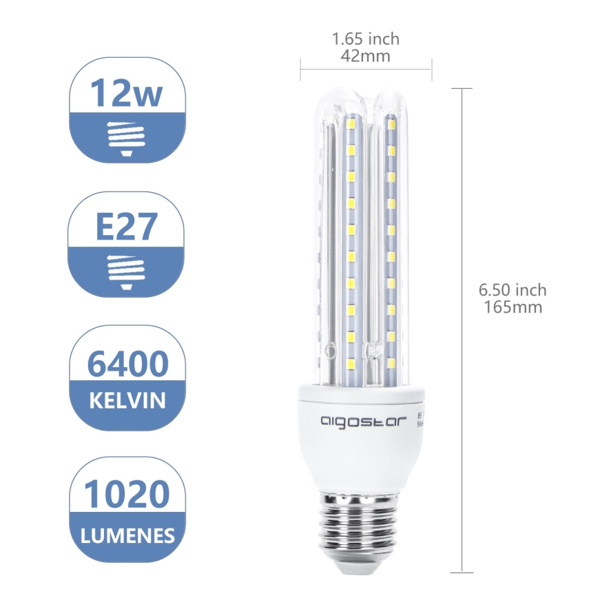 LED Крушка E27/12W/230V 6500K - Aigostar