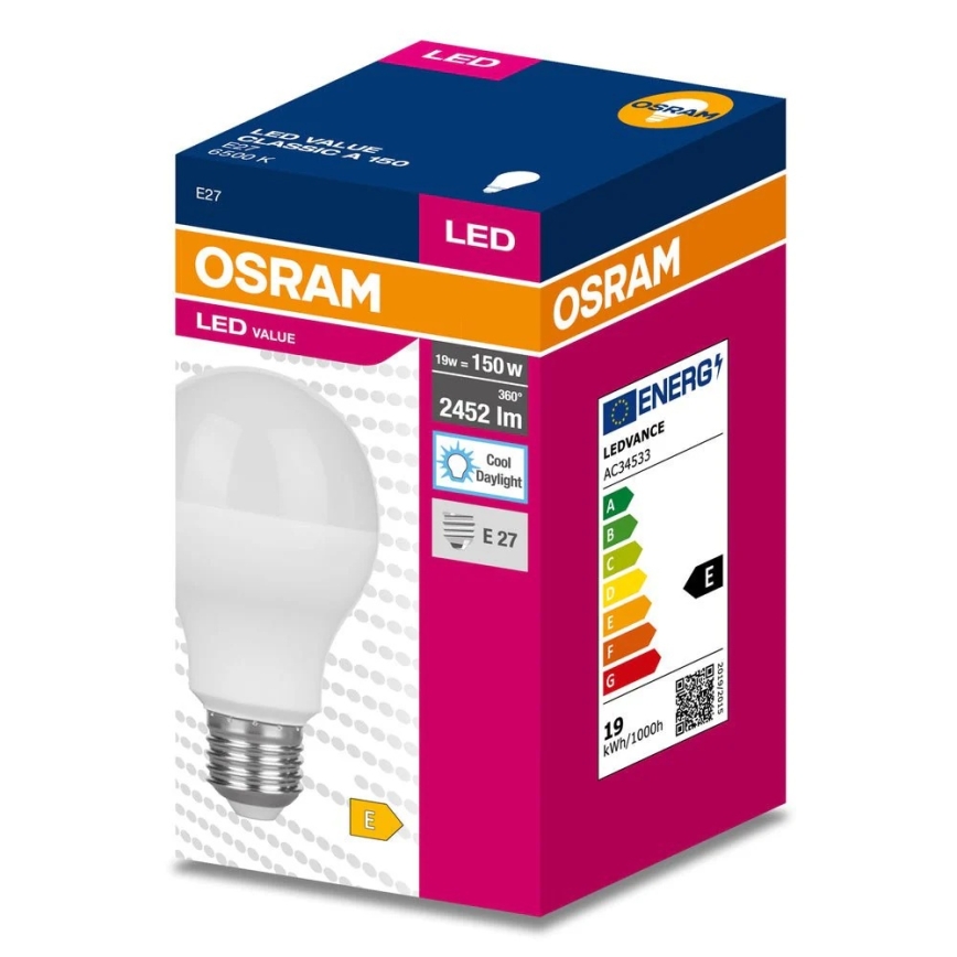 LED крушка E27/19W/230V 6500K - Osram