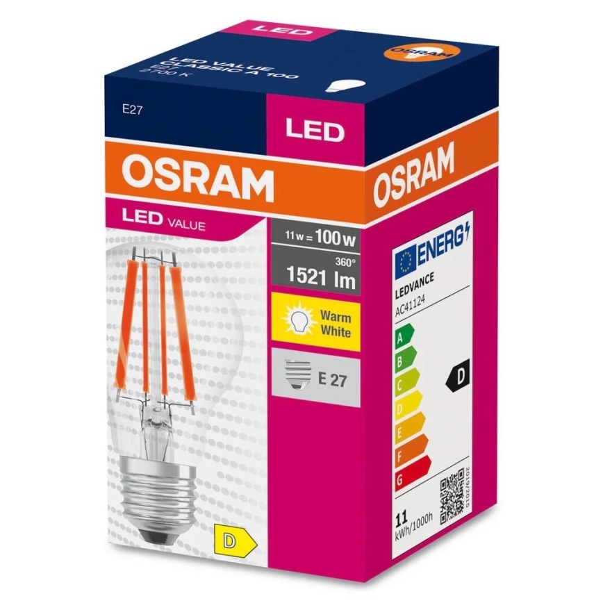 LED Крушка FILAMENT A100 E27/11W/230V 2700K - Osram