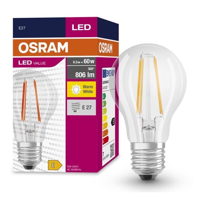 LED Крушка FILAMENT A60 E27/6,5W/230V 2700K - Osram