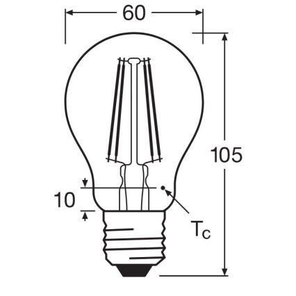 LED Крушка FILAMENT A60 E27/6,5W/230V 2700K - Osram