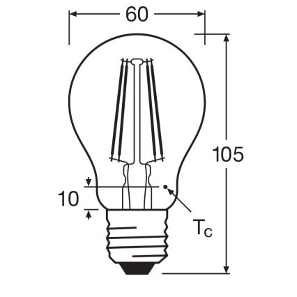 LED Крушка FILAMENT A60 E27/6,5W/230V 4000K - Osram