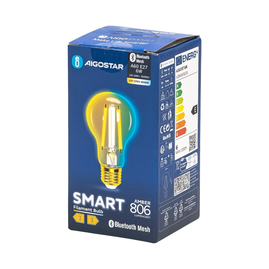 LED Димируема крушка FILAMENT MESH Smart A60 E27/6W/230V 2700-6500K - Aigostar