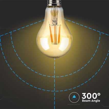 LED Крушка FILAMENT AMBER A67 E27/10W/230V 2200K