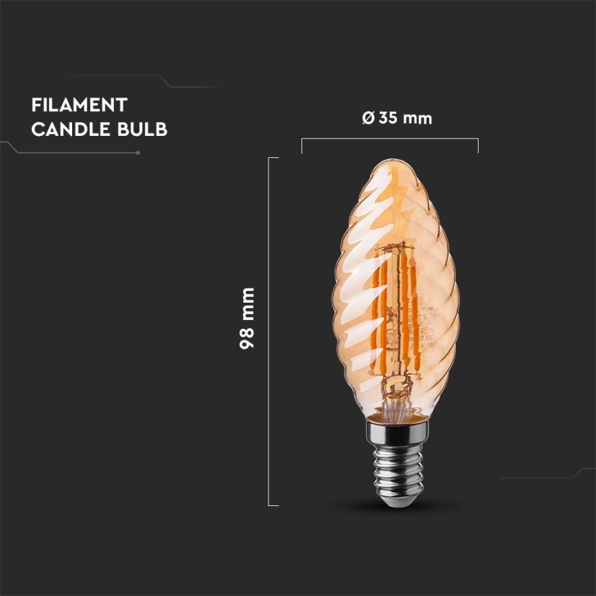 LED Крушка FILAMENT AMBER E14/4W/230V 2200K