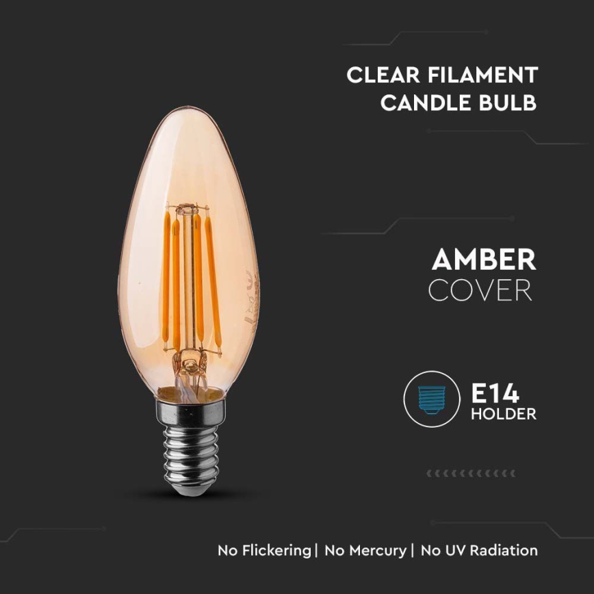 LED Крушка FILAMENT AMBER E14/4W/230V 2200K