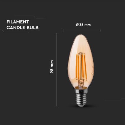 LED Крушка FILAMENT AMBER E14/4W/230V 2200K