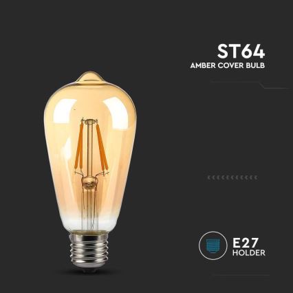 LED Крушка FILAMENT AMBER ST64 E27/8W/230V 2200K