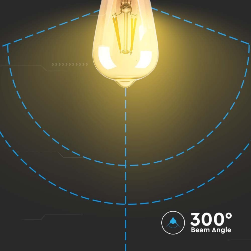 LED Крушка FILAMENT AMBER ST64 E27/8W/230V 2200K
