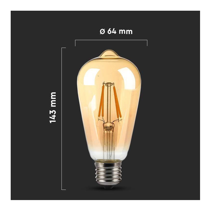 LED Крушка FILAMENT AMBER ST64 E27/8W/230V 2200K