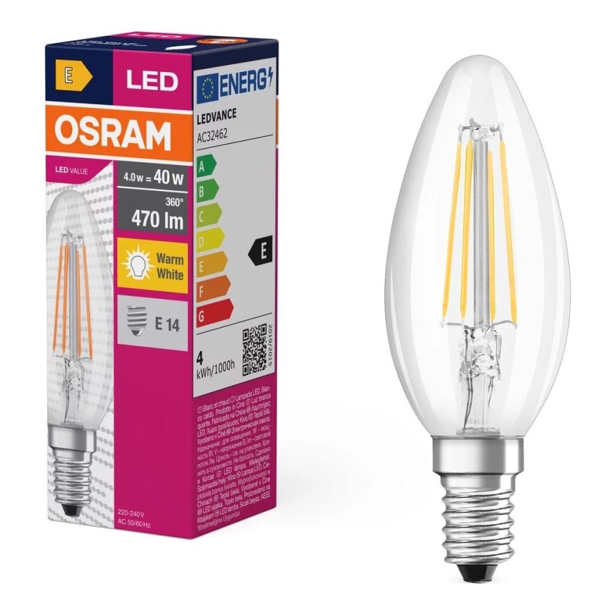 LED Крушка FILAMENT B40 E14/4W/230V 2700K - Osram