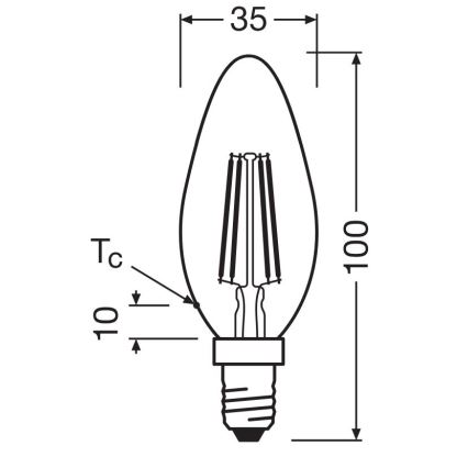 LED Крушка FILAMENT B40 E14/4W/230V 2700K - Osram