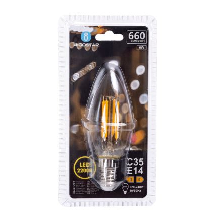 LED крушка FILAMENT C35 E14/6W/230V 2200K - Aigostar