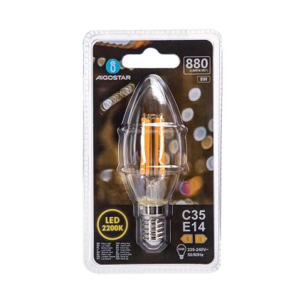 LED крушка FILAMENT C35 E14/8W/230V 2200K - Aigostar