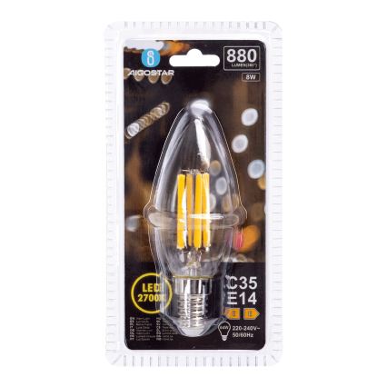 LED крушка FILAMENT C35 E14/8W/230V 2700K - Aigostar