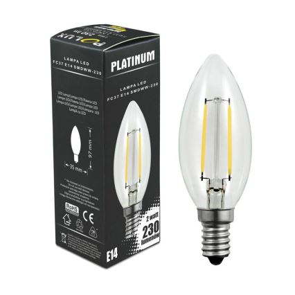 LED Крушка FILAMENT C37 E14/2W/230V 3000K
