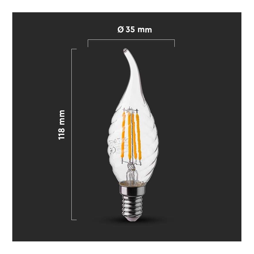 LED Крушка FILAMENT E14/4W/230V 4000K